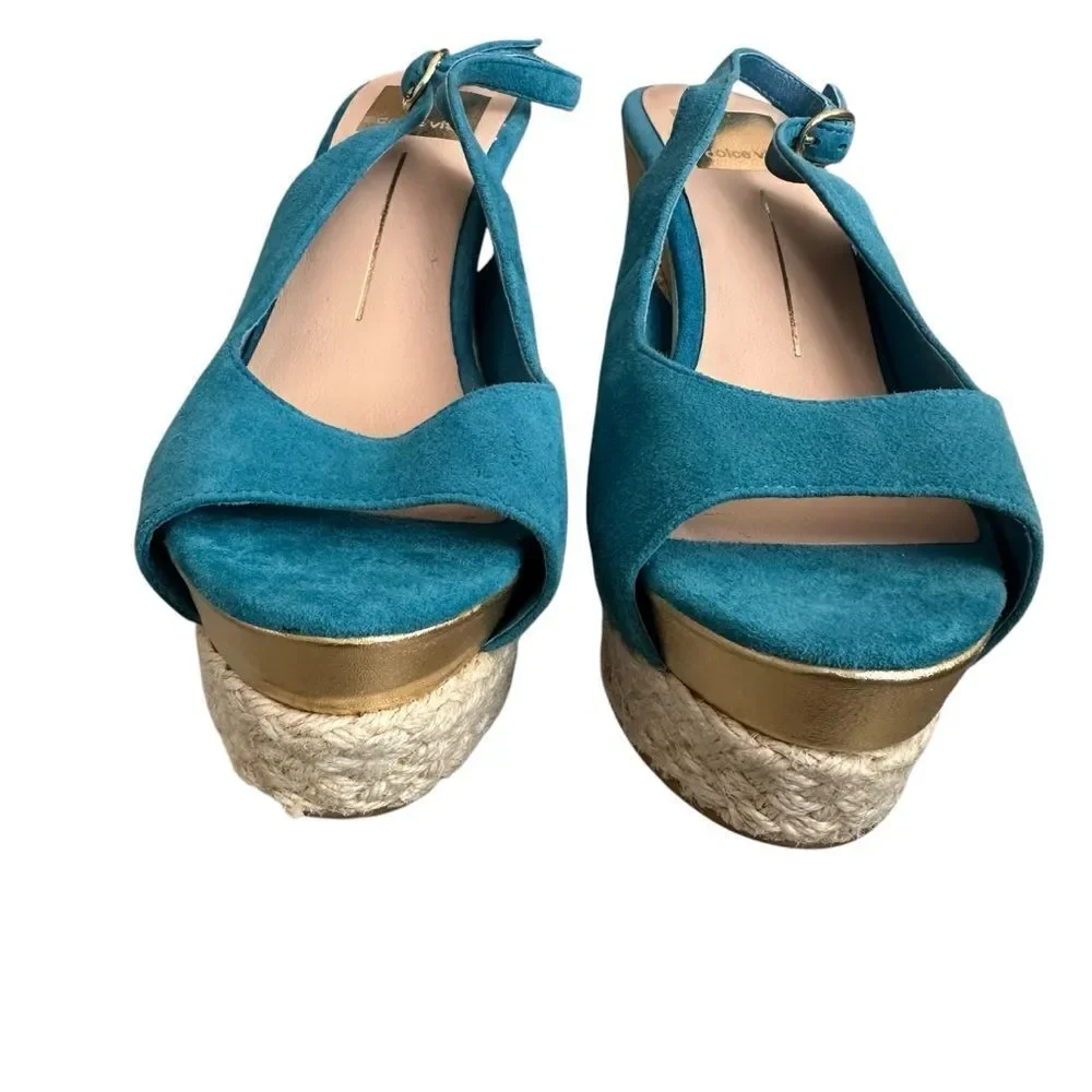 Dolce Vita Teal Suede Wedge Sandals Size 6